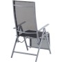 Grauer Garden Pleasure Relaxsessel Ariola, klappbar, mit schwarzer Sitzfläche und Rückenlehne.