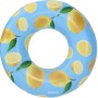 Bestway Schwimmring Zitrone, Ø 106 cm, mit Zitronenmuster auf blauem Grund.