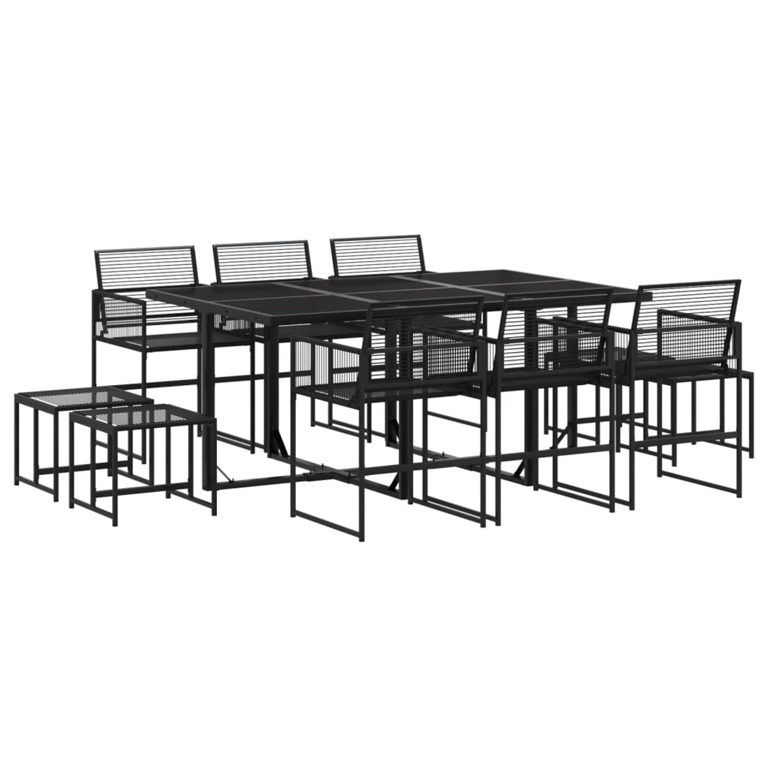 vidaXL 11-tlg Garten-Essgruppe Schwarz Poly Rattan Modell 1 günstig online kaufen