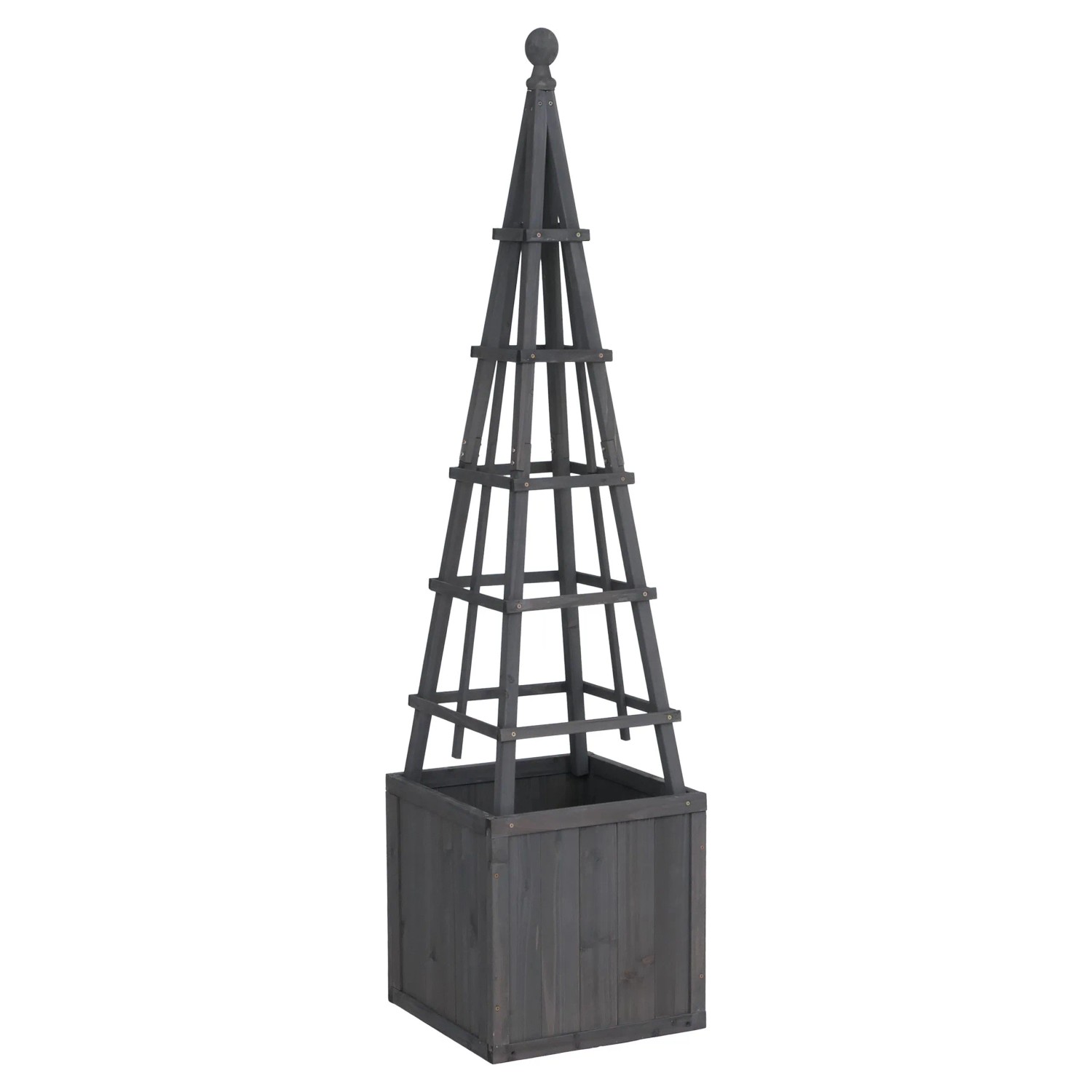 MCW Rankgitter Q18 Pflanzkasten Holz 168x40x40cm Anthrazit-Grau