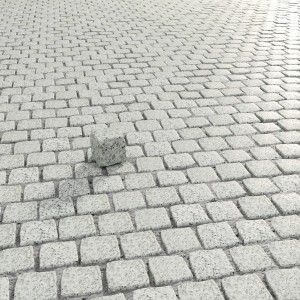 Graues Granitpflaster, gestockt/gespalten, 9x9x8 cm, für Gartenwege und Flächen. Natursteinpflaster.