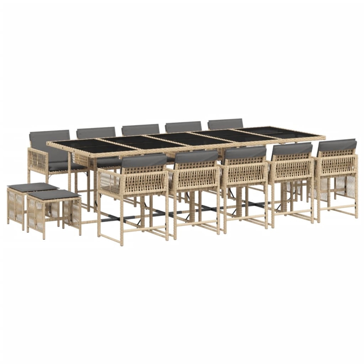 vidaXL 15-Tlg Garten-Essgruppe mit Kissen Beigemischung Poly Rattan 3211536 günstig online kaufen