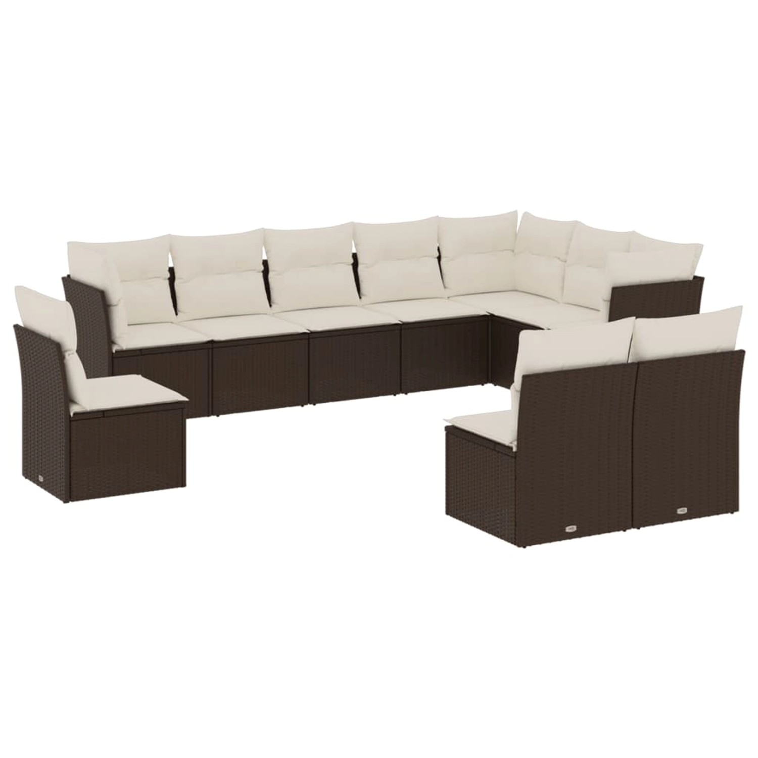 vidaXL 10-Tlg Garten-Sofagarnitur mit Kissen Braun Poly Rattan 3217803 günstig online kaufen