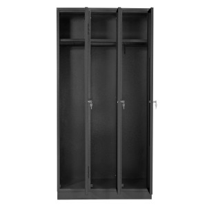 PROREGAL Garderobenschrank Ermine, anthrazitgrau, mit 3 offenen Türen und Zylinderschloss.