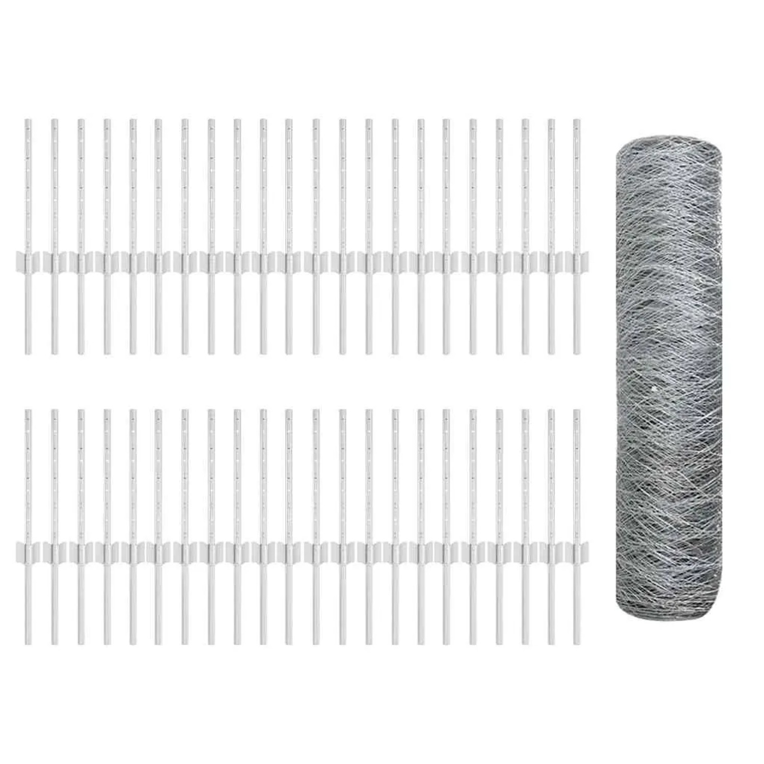 vidaXL Zaun mit Pfosten Silber 0,4 x 100 m Stahl 3337056 günstig online kaufen