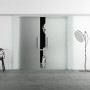 Levidor Doppelglasschiebetür-Set, satiniertes Glas, Aluminiumrahmen, Stangengriffe und SoftClose.