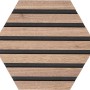 Denpanels Akustikpaneel Hexagon Walnuss, 26,5 cm, 3er Set. Dekor-Paneel mit Holz-Lamellen.