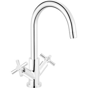 Chrom Küchenarmatur KI-5130 von baliv mit zwei Kreuzgriffen.