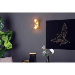 LUCE Design Wandleuchte Neptun, 2-flammig, Champagner & Messing. Elegante Wandlampe mit Glaskugeln.