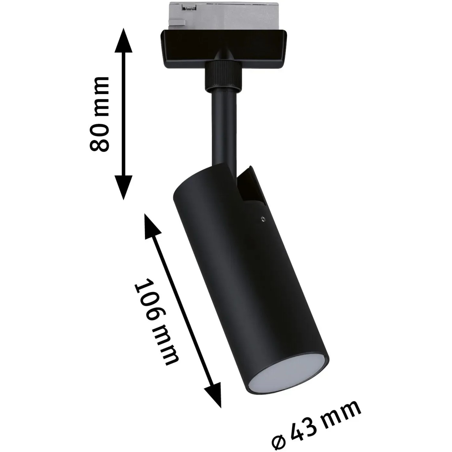 Schwarzer Paulmann Urail LED Schienenspot Tubo, 4W, für Schienensysteme. Einzelspot in Matt-Schwarz.
