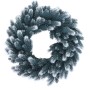 Künstlicher Tannen-Kranz mit Schnee, Ø 45cm. Grüne Zweige mit weißen Spitzen für Weihnachtsdekoration.