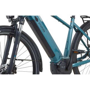 Blaues Prophete City E-Bike Geniesser 5.0 Damen mit AEG Mittelmotor und tiefem Einstieg.