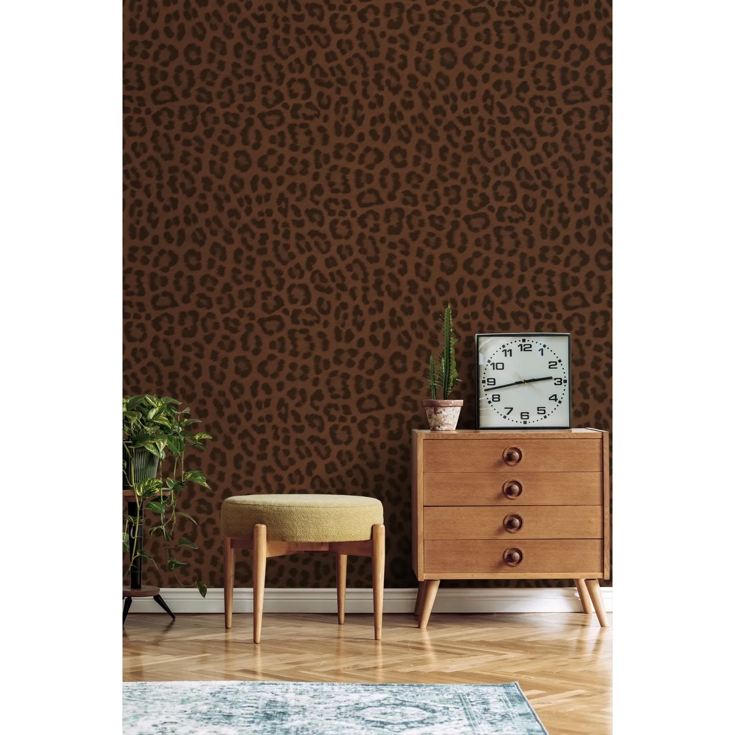 ESTAhome Vliestapete mit Leopardenmuster in Braun für stilvolle Wände.