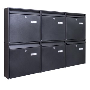 Burg-Wächter Briefkastenanlage für 6 Parteien, schwarz, mit Montagematerial und Schlüsseln.