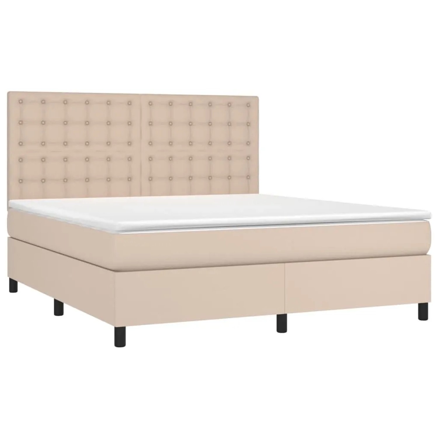 vidaXL Boxspringbett mit Matratze und LED Cappuccino-Braun 160x200cm 3135956