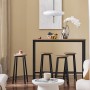 SoBuy Bartisch-Set OGT22-SCH mit 2 Hockern, Holz/Metall, natur/schwarz.
