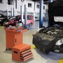 Oranger 2-in-1 Werkstattwagen mit abnehmbarem Koffer und 5 Schubladen in Werkstatt. Mobiler Werkzeugschrank 100 kg.
