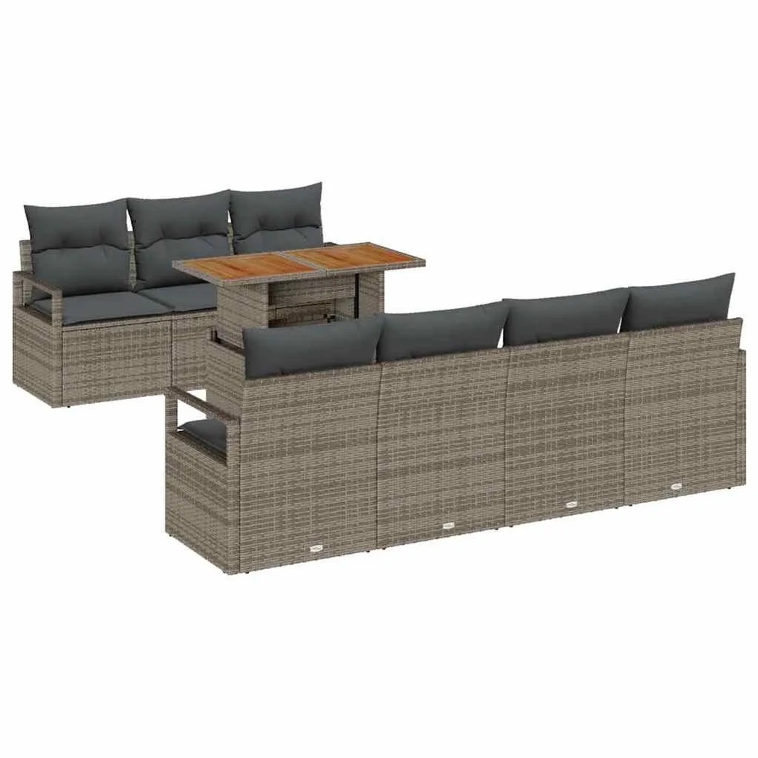 vidaXL Garten-Sofa-Set mit Kissen 8-Tlg Grau und Braun 3349670