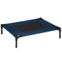 Blaues PawHut Hundebett/Hundeliege Outdoor mit schwarzer Liegefläche und Metallrahmen.