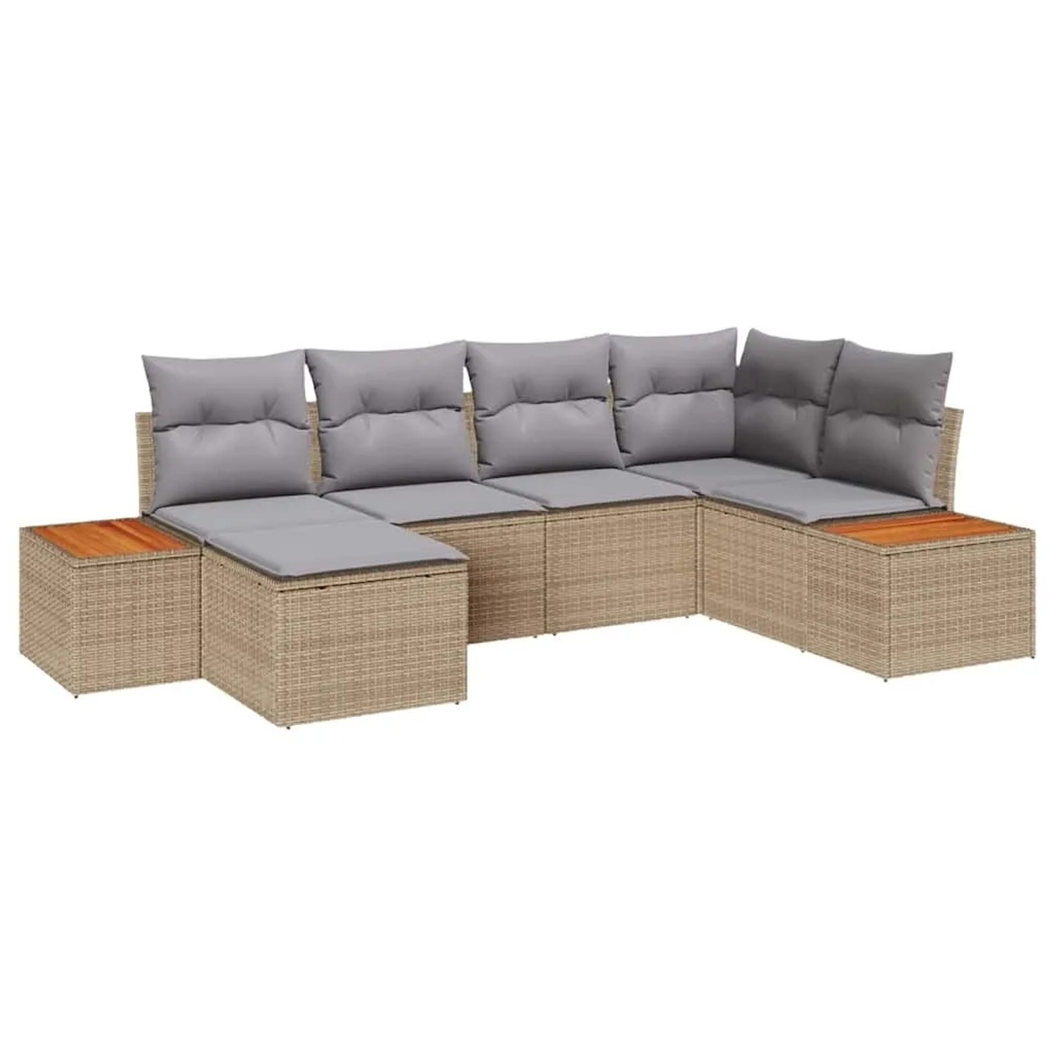 vidaXL Gartensofa-set mit Kissen 6-Tlg Beige und Hellgrau Poly-Rattan 33567 günstig online kaufen
