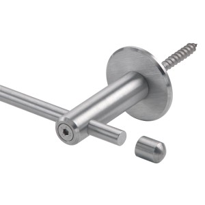 Rundstabkonsole V2A, 75 mm, aus Edelstahl mit Schraube und Zubehör für Handläufe.