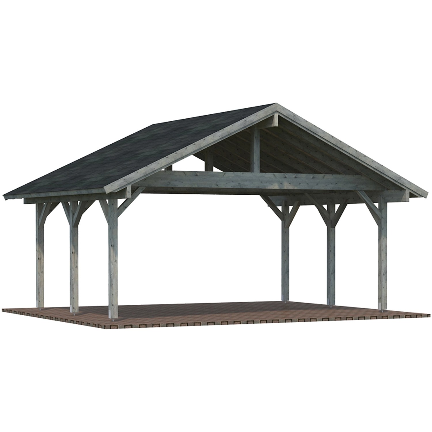 Palmako Doppelcarport Robert Holz Tauchgrundiert Grau 555 cm x 372 cm