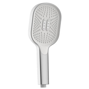 Sanilo Duschkopf, weiße Handbrause mit drei Strahlarten und Antikalk-Funktion.