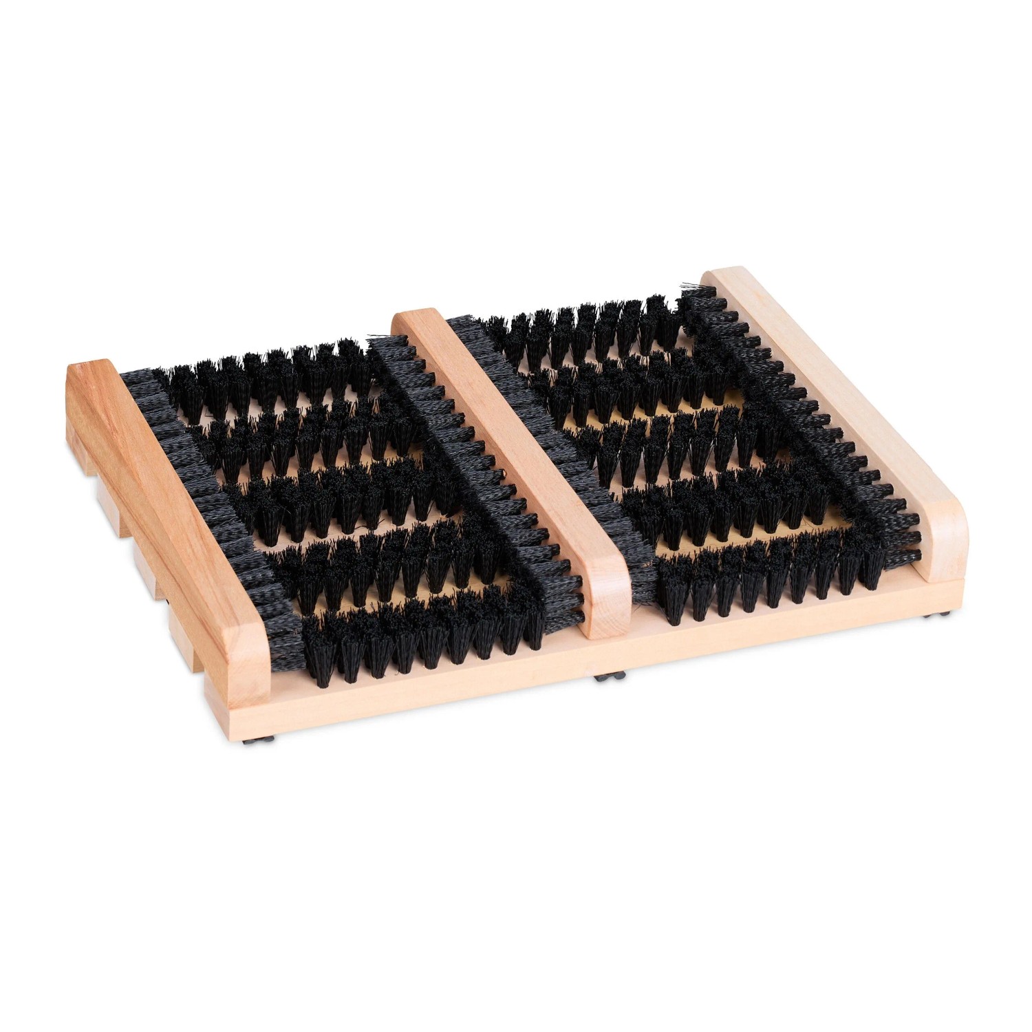 Relaxdays Schuhabstreifer Holz Natur Schwarz Rutschfest 5,5 cm x 36 cm x 26 cm 1,1 kg