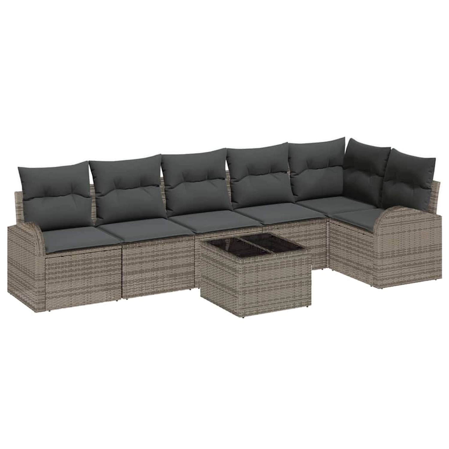 vidaXL Garten-Sofa-Set mit Kissen 7-Tlg Grau Poly Rattan 3354738 günstig online kaufen
