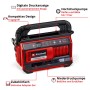 Einhell Akku-Kompressor Pressito 18/25: Kompakter, roter Kompressor mit digitaler Druckanzeige und Tragegriff.