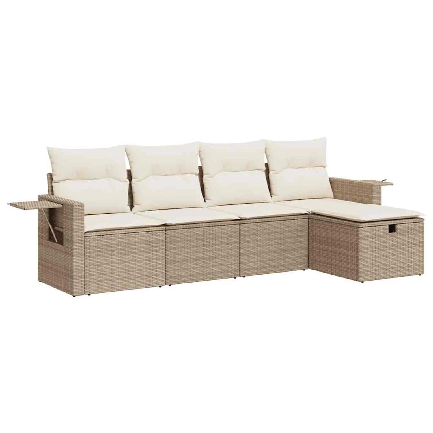 vidaXL 5-Tlg Garten-Sofagarnitur mit Kissen Beige Poly Rattan 3325464 günstig online kaufen