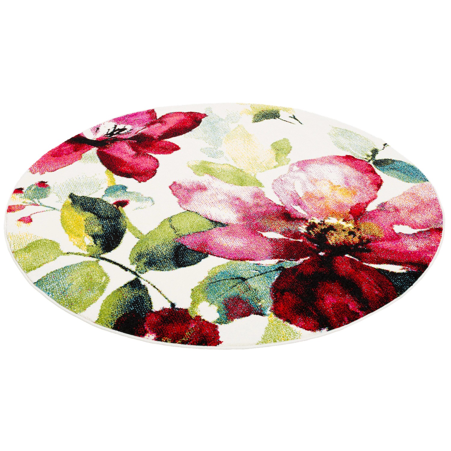 Pergamon Designer Teppich Brilliant Blumen Rosa 120cm Rund