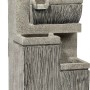 Großer, grauer Design-Gartenbrunnen mit 4 Stufen und LED-Beleuchtung.