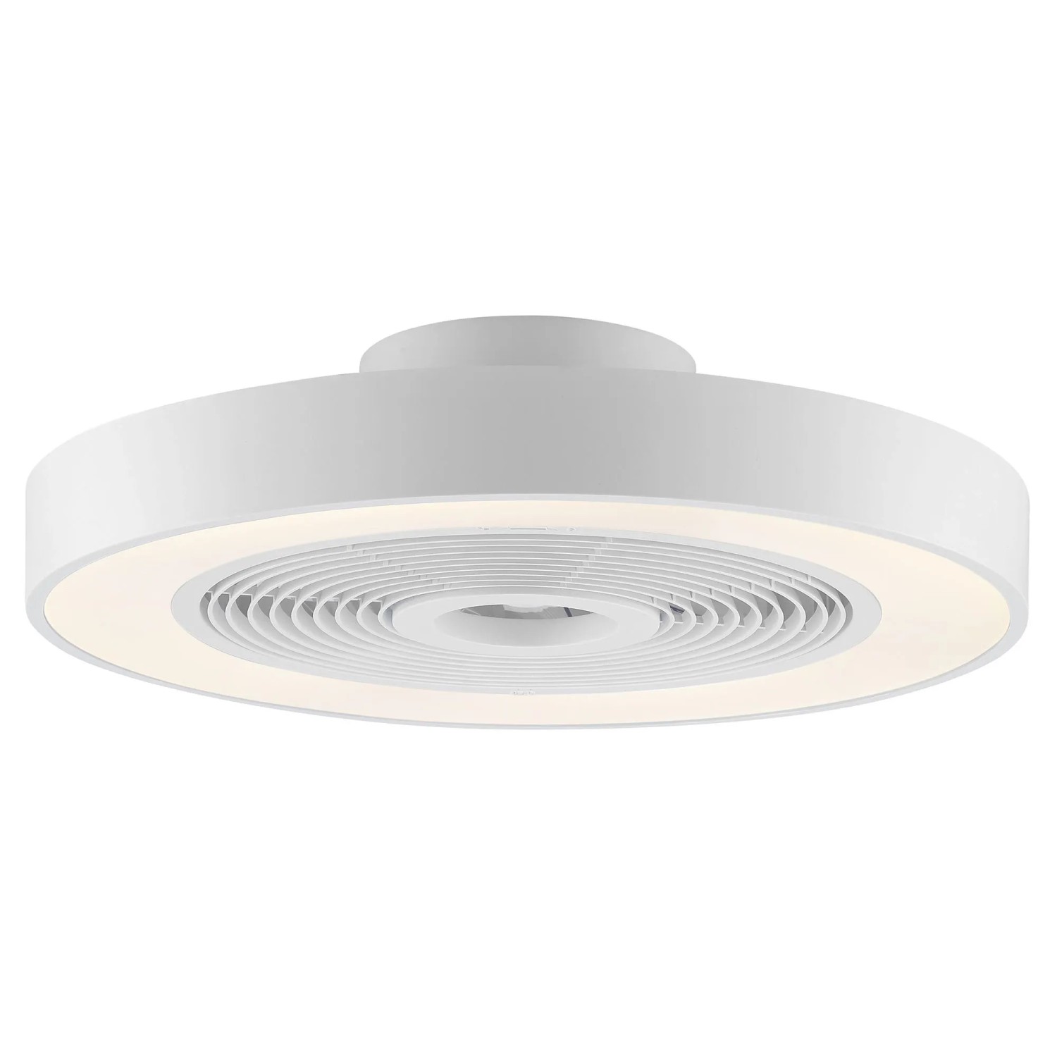 Weiße LED-Deckenleuchte Catania mit Ventilator, Ø 48,6 cm. Moderne Deckenlampe mit Licht und Ventilator.