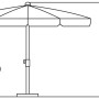 Skizze Schneider Balkonschirm Locarno Ø 200 cm, Natur, mit Maßangaben zu Höhe und Durchmesser.