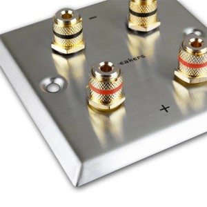 Dynavox LS Wand Anschlußblende Edelstahl 4x Bananenbuchse