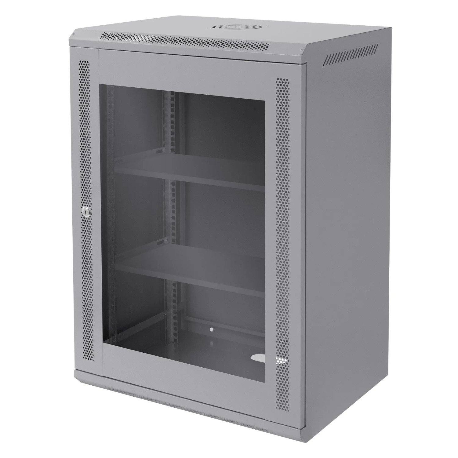 ECD Germany Netzwerkschrank 16 HE 19 Zoll Grau 600 x 850 x 450 mm