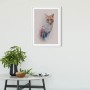 Komar Wandbild Animals Fox, 50x70 cm, mit abstraktem Fuchsmotiv im weißen Rahmen.