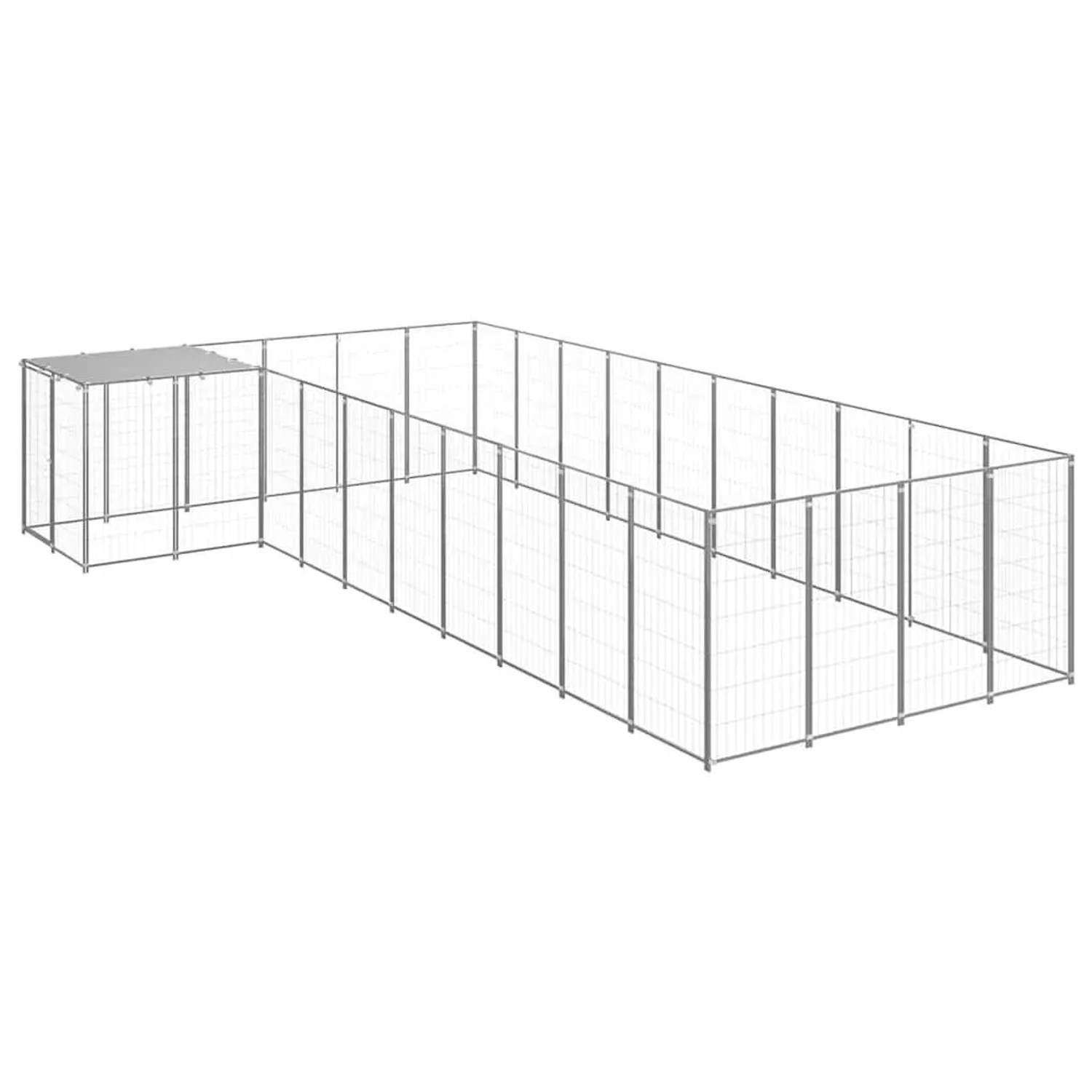 vidaXL Hundezwinger Silbern 13,31 m² Stahl 3082244