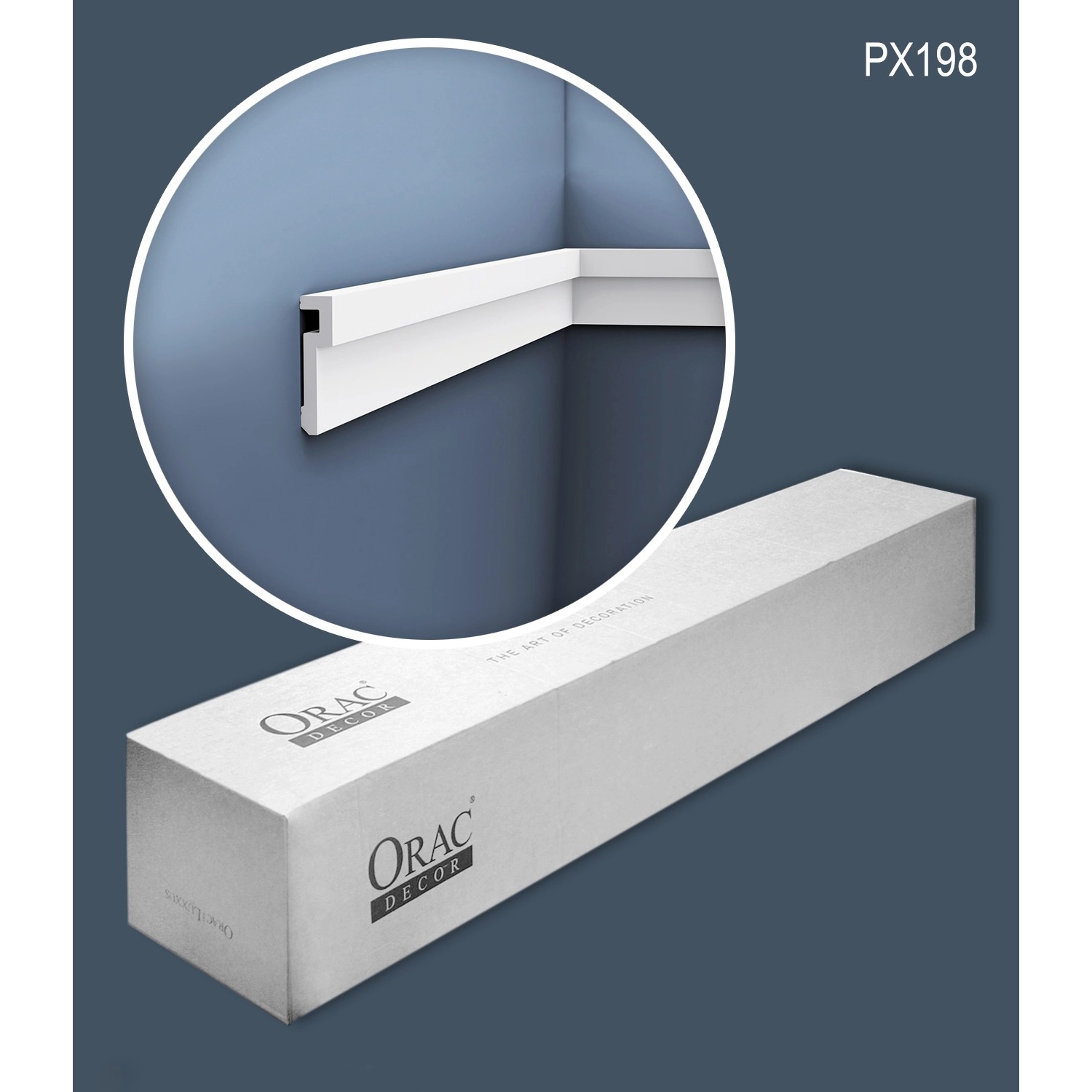 ORAC DECOR PX198-Box: 24 moderne, weiße Wandleisten (48 m) im Karton-Set.