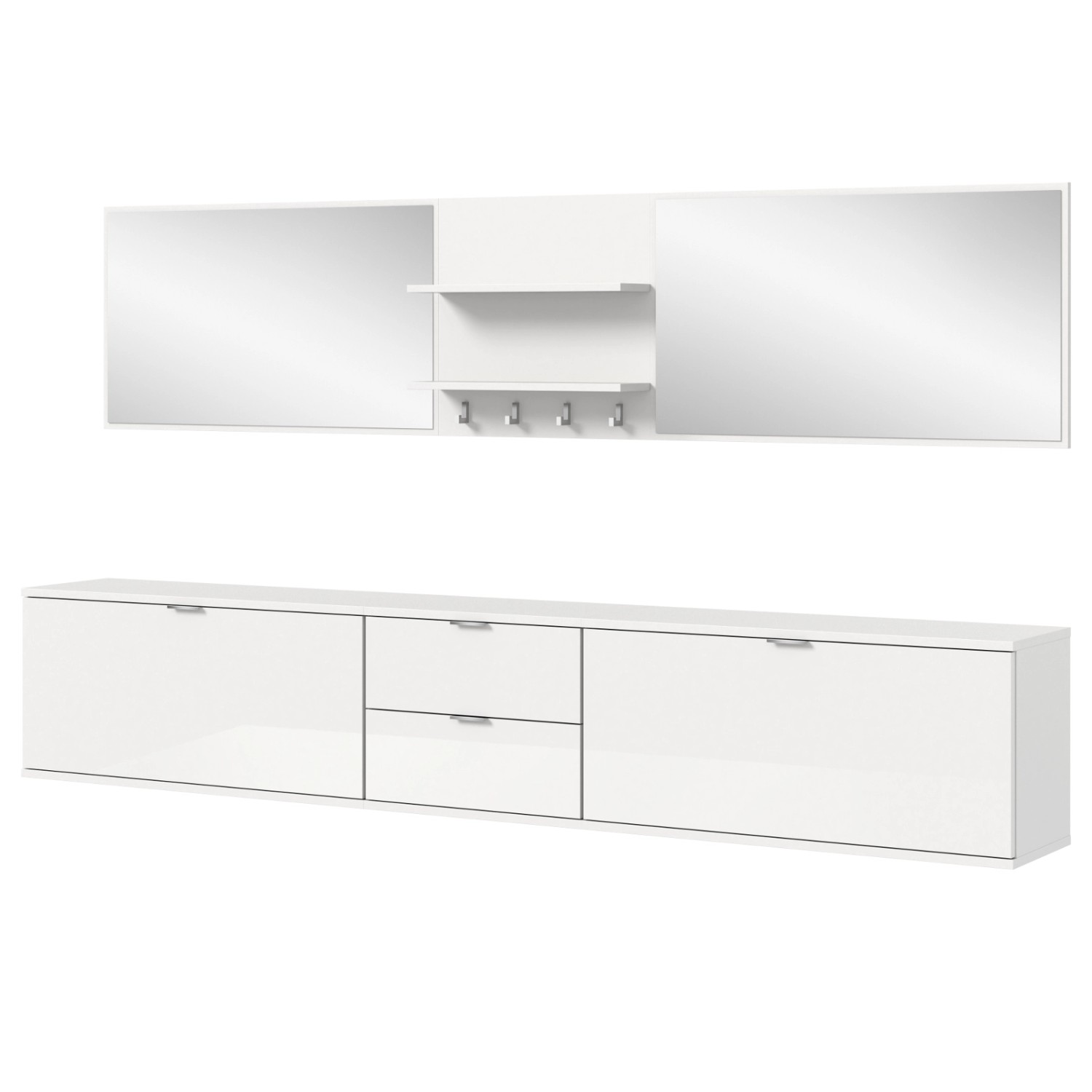 Inn.Furn Garderoben-Set 6-teilig in Weiß Hochglanz 236 cm SystemX günstig online kaufen
