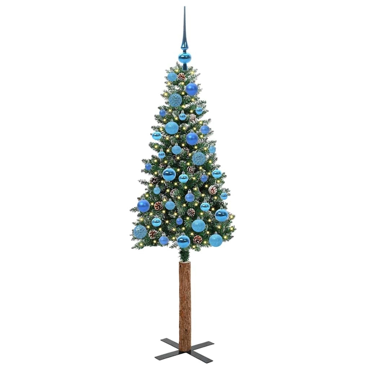 vidaXL Schlanker Weihnachtsbaum mit 150 LEDs Grün und Weiß 150 cm 3394893