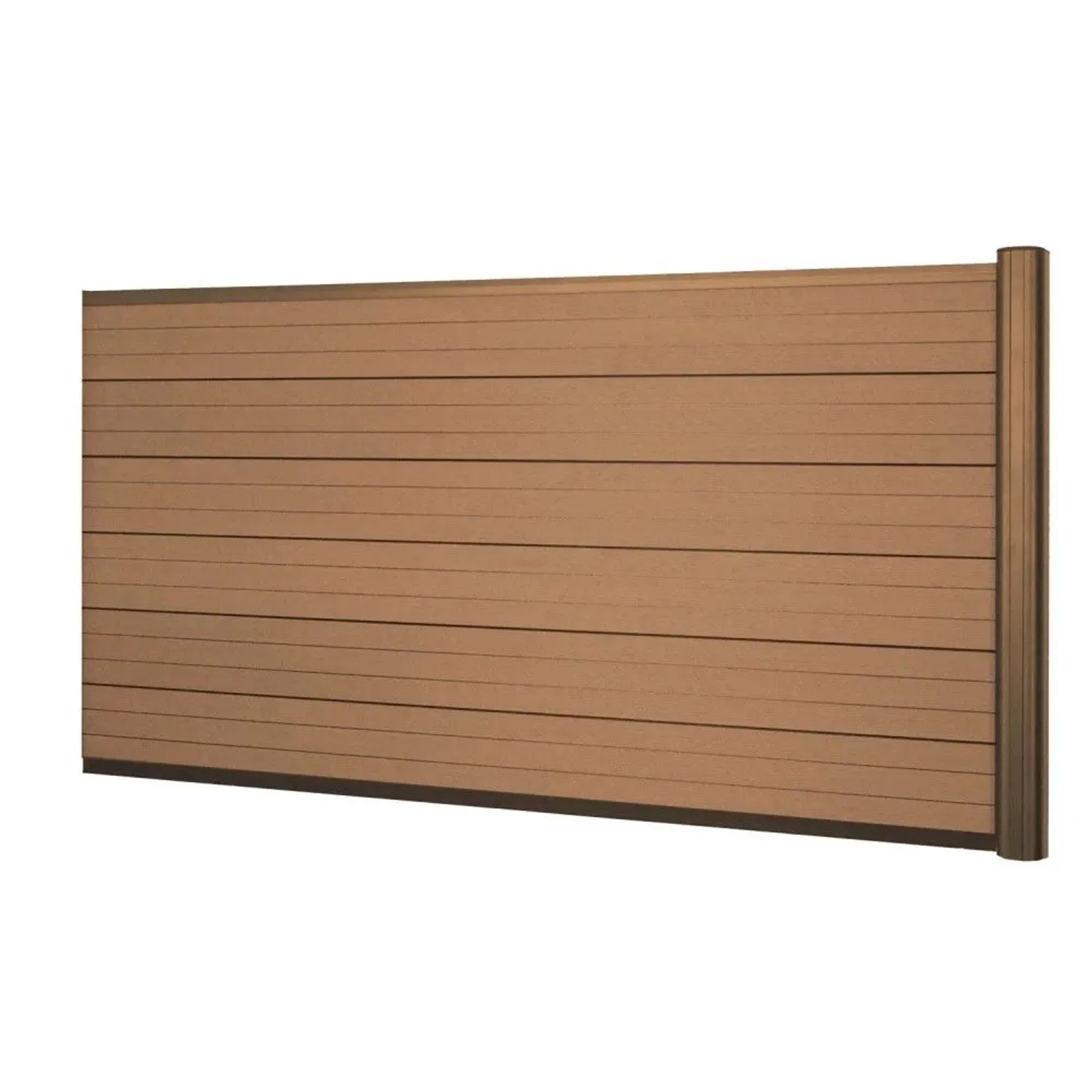MCW WPC-Sichtschutz Savoie Windschutz Zaun Alu-Pfosten - Erweiterungselement Niedrig 1,85m Teak