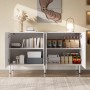 Weißes Merax Sideboard mit offenen Türen, grifflos, zeigt Innenfächer. Moderner PB MDF Wohnzimmerschrank mit Metallfüßen.