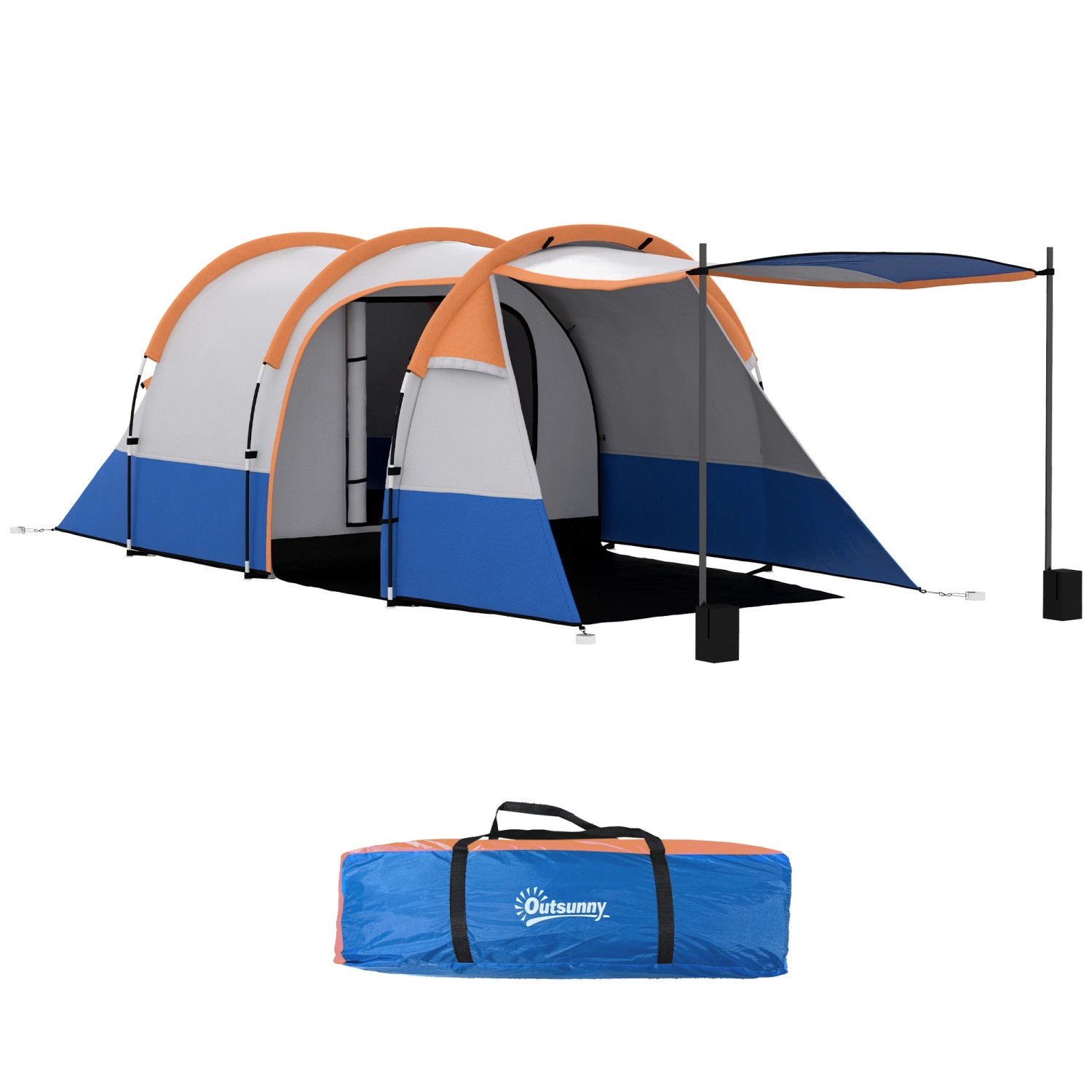 Outsunny Campingzelt Polyester Fiberglas Orange 420L x 200B x 150H cm günstig online kaufen
