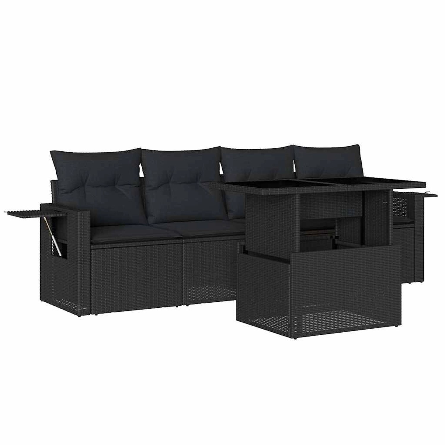vidaXL 5-Tlg Garten-Sofagarnitur mit Kissen Schwarz Poly Rattan 3267725 günstig online kaufen