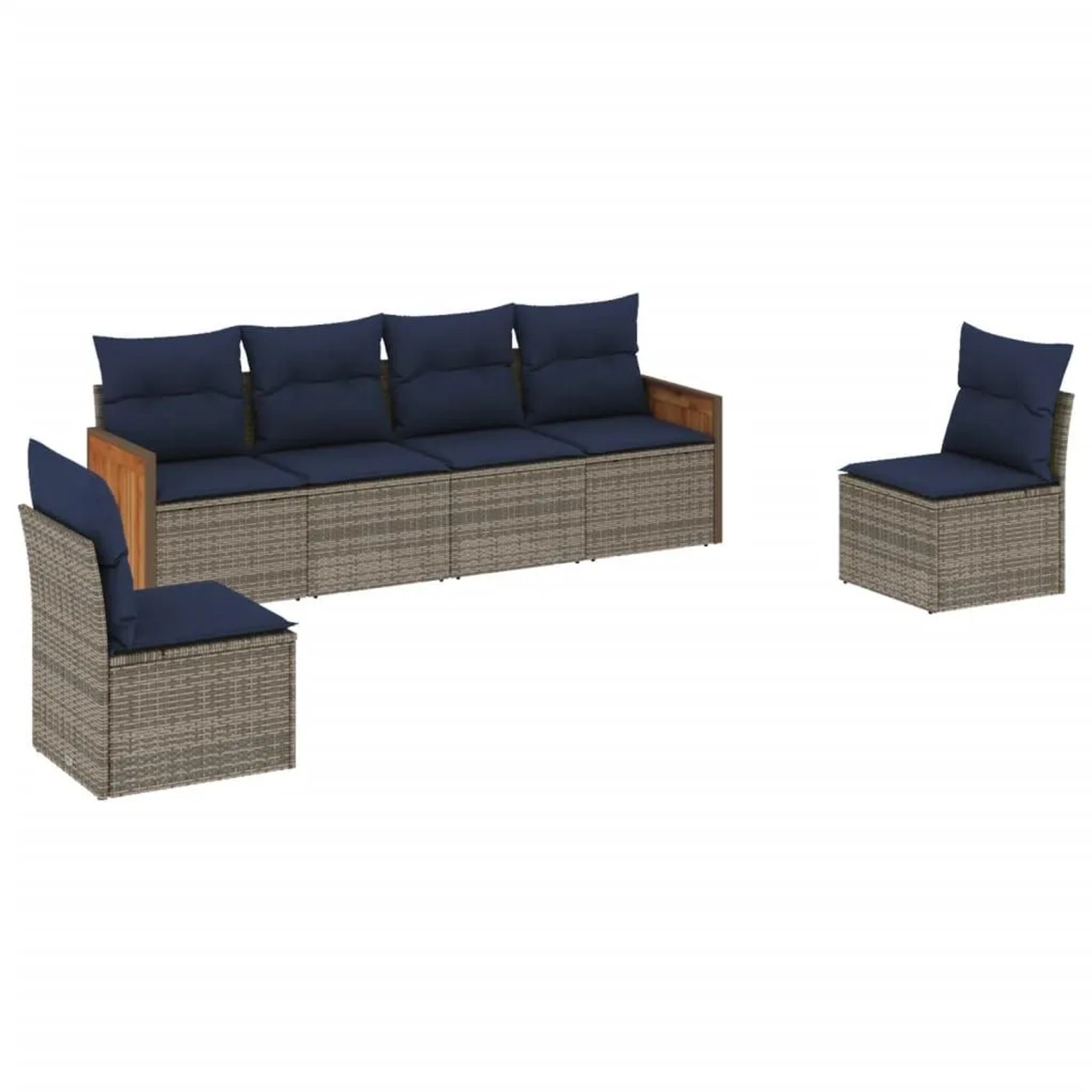 vidaXL 6-Tlg Gartensofa-Set mit Kissen Grau Polyrattan 3227545 günstig online kaufen