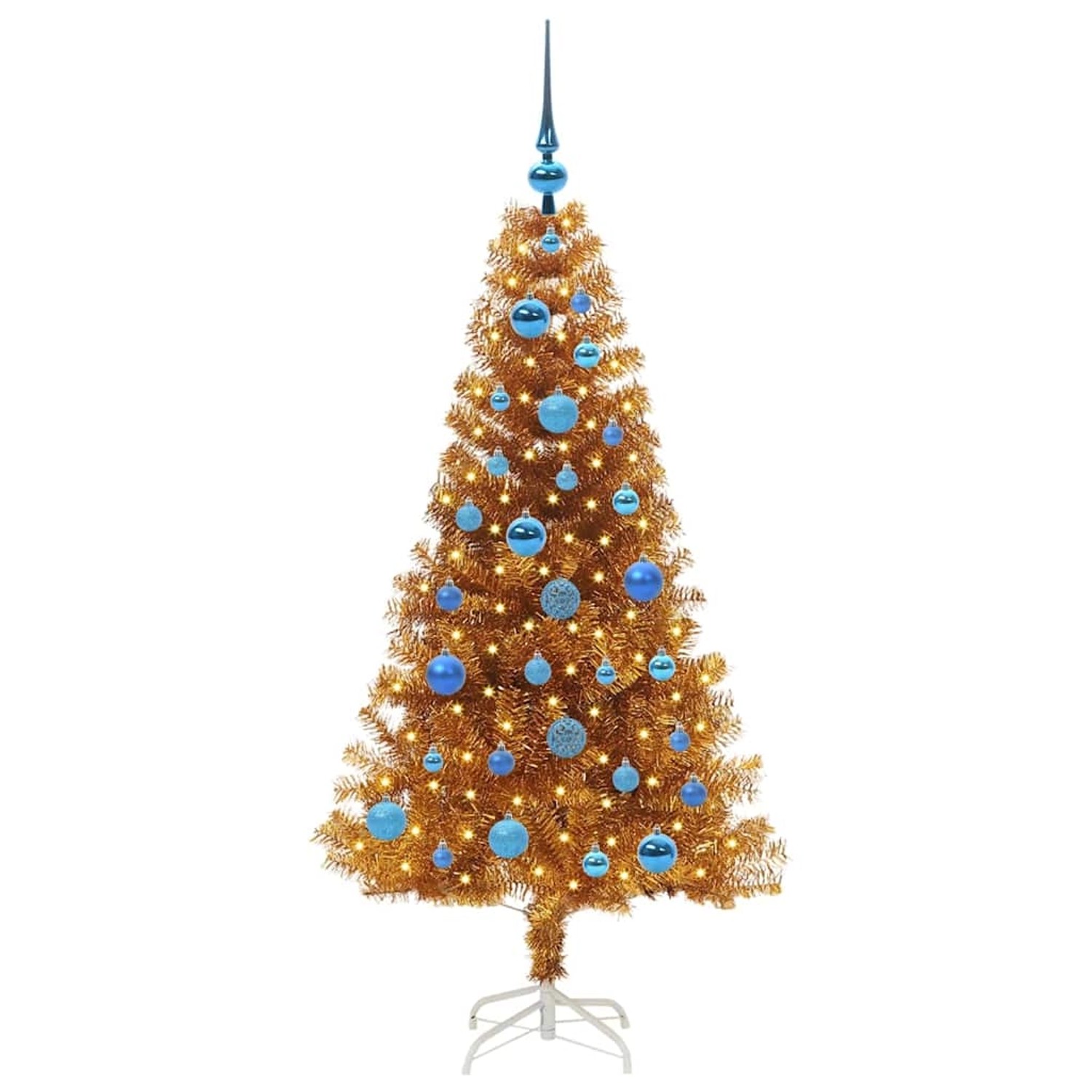 vidaXL Weihnachtsbaum mit 150 LEDs mit Ständer Gold 150 cm PET 3396619