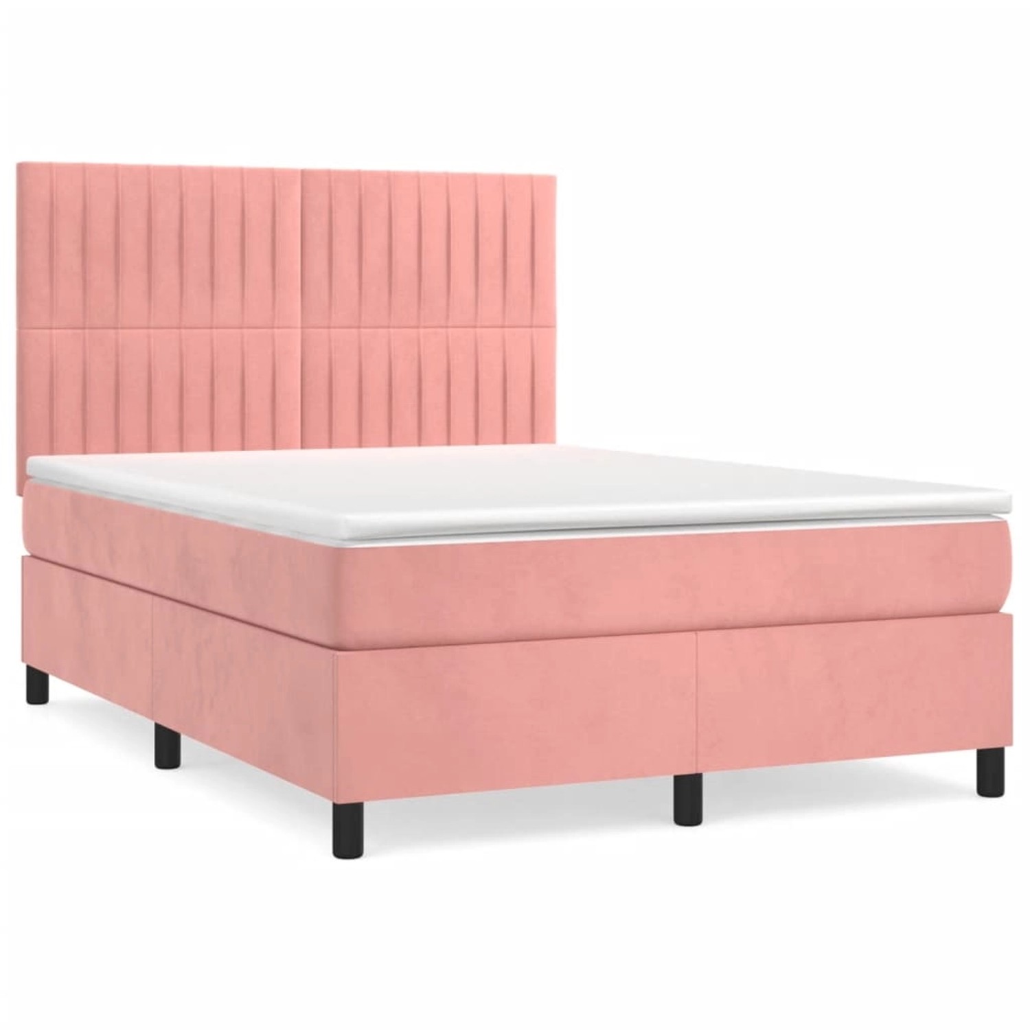 vidaXL Boxspringbett mit Matratze Rosa 140x200 cm Samt 3143150 günstig online kaufen