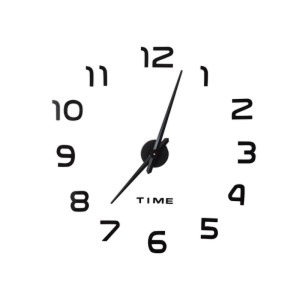 Relaxdays Wanduhr EVA-Schaumstoff Acryl Metall Schwarz 3D Selbstklebend ø 110 cm 100 g